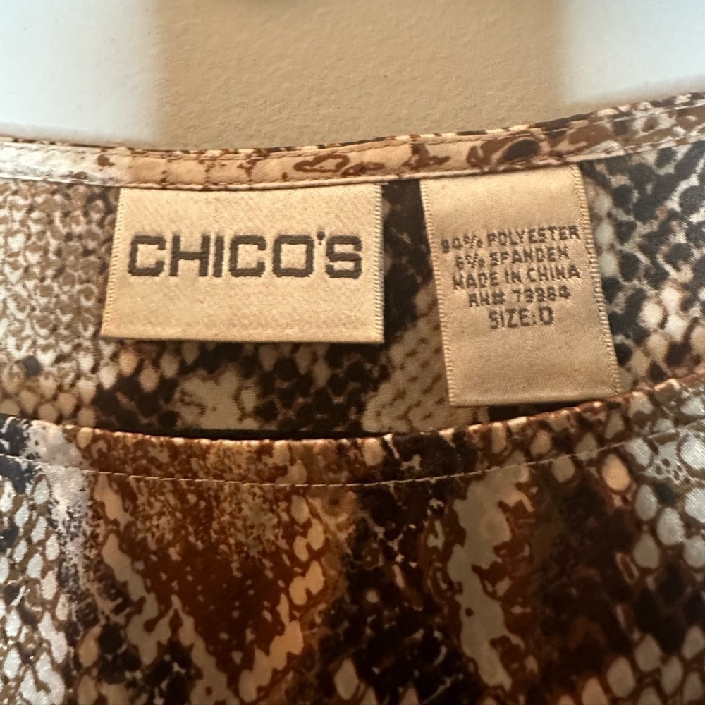 Snakeskin snake print neutral shift dress Chico’s size 0 - Picture 2 of 4